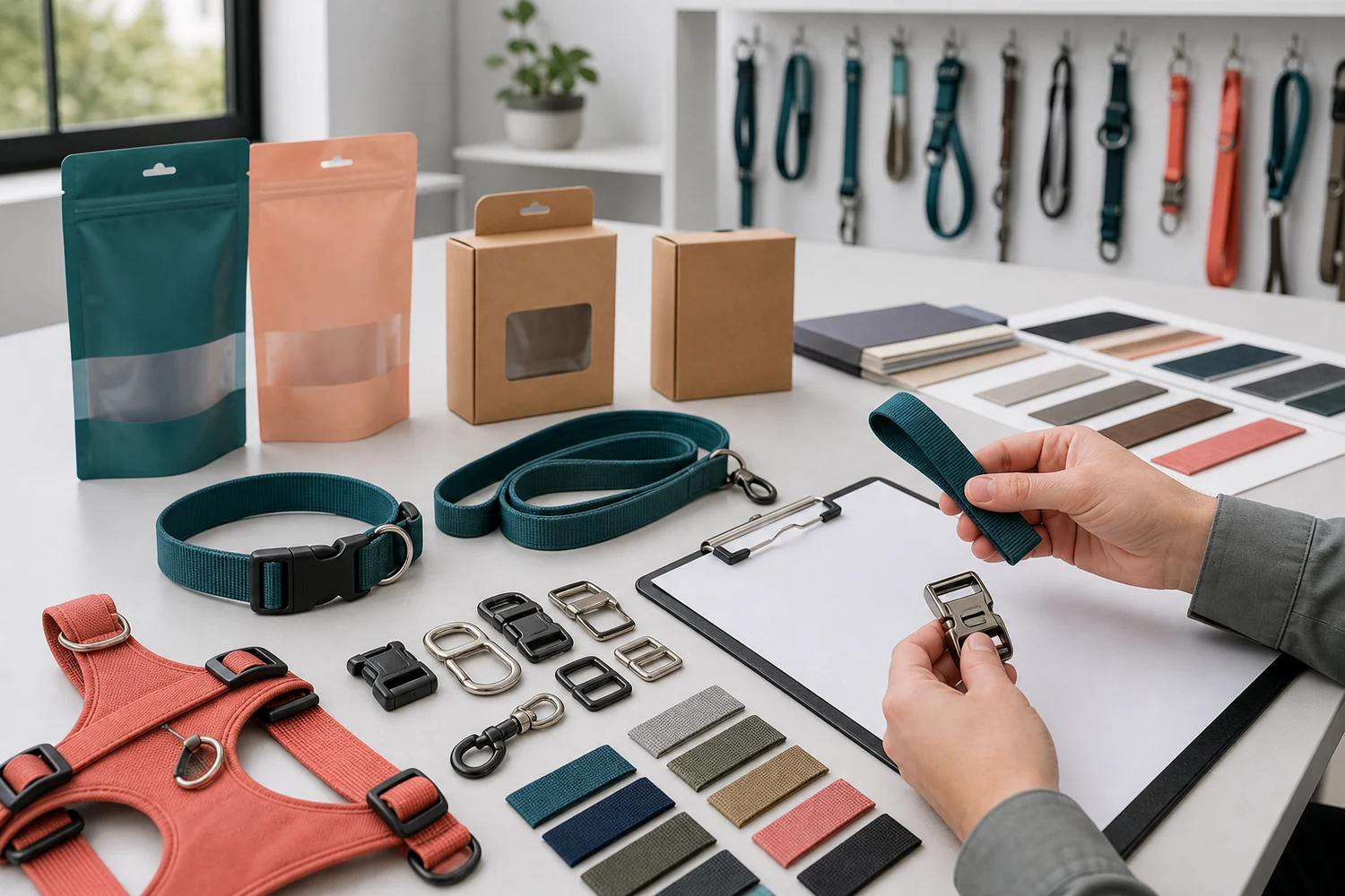 Custom pet accessory materials, hardware, branding, and packaging options reviewed for factory pricing