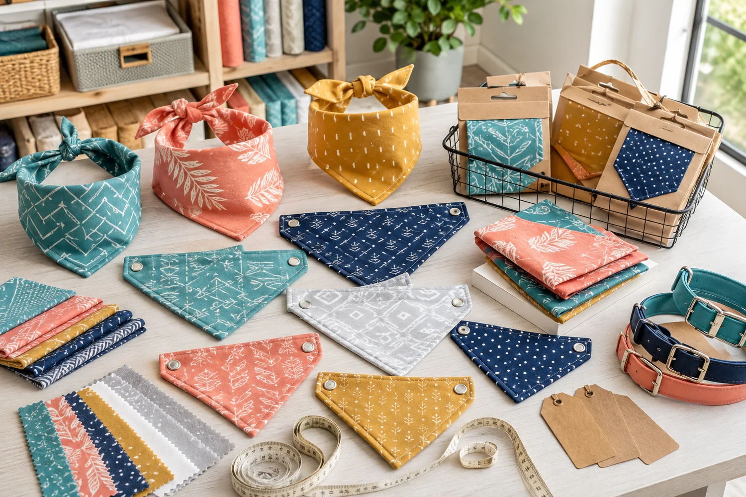 Wholesale dog bandanas in multiple fabrics, prints, sizes and retail packaging options